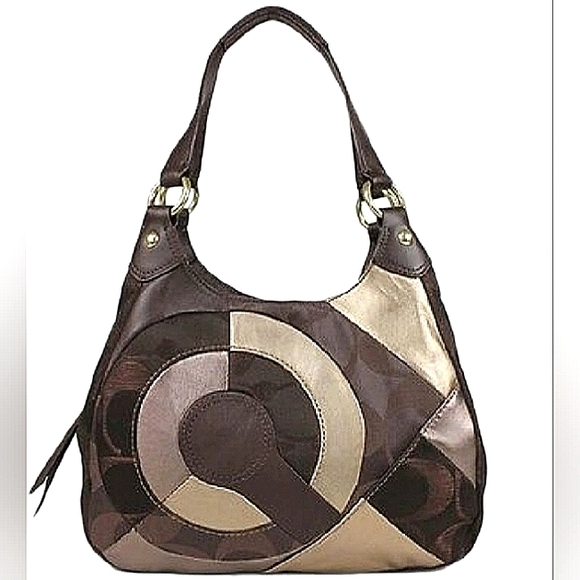 ☆Gorgeous Vintage COACH Soho Signature Metallic Inlaid C Patchwork Hobo~Rar… - Picture 15 of 16